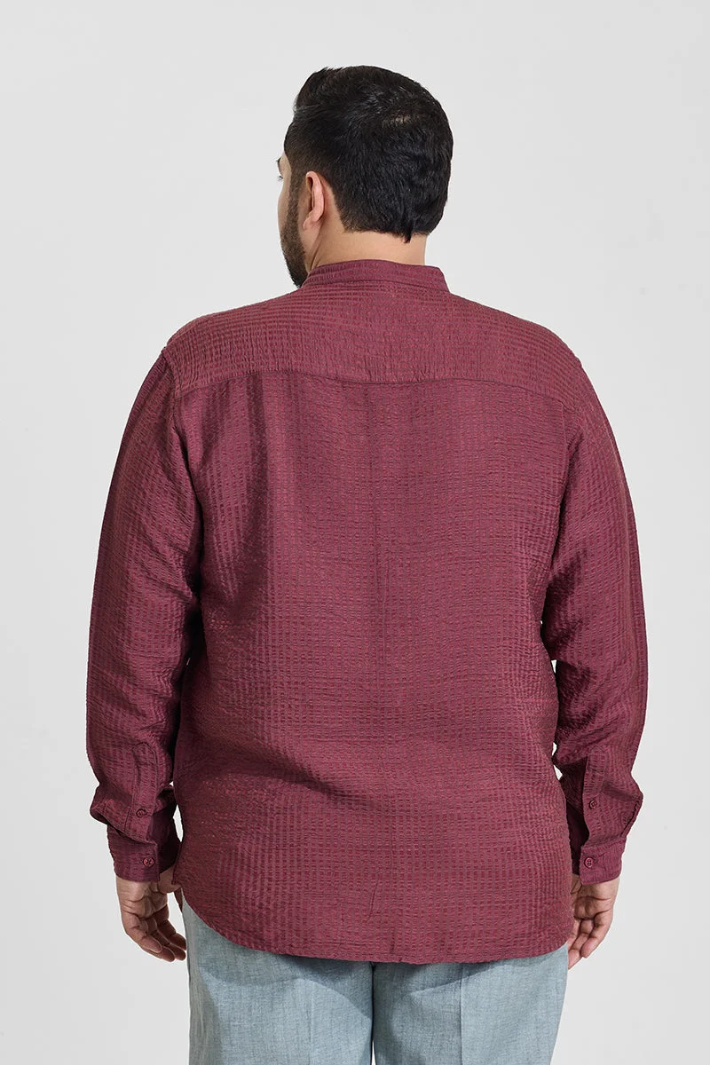 Snitch Maroon Maroon Textured Regular Fit Plus Size Shirt for Men | Best Price UAE